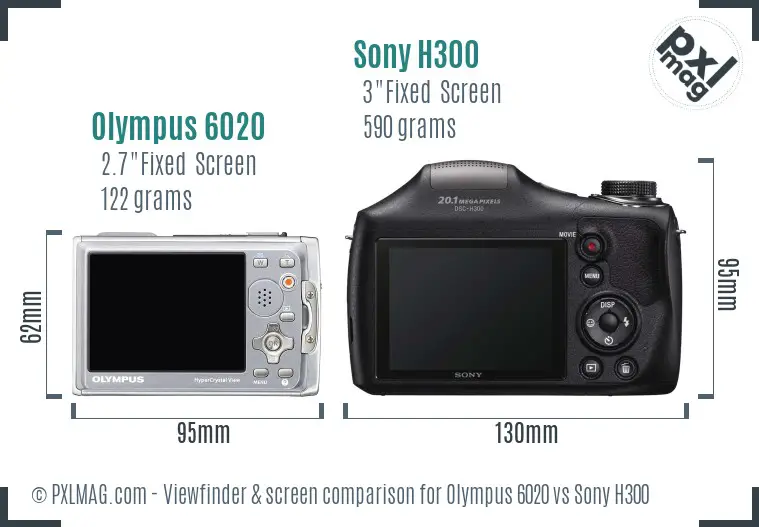 Olympus 6020 vs Sony H300 Screen and Viewfinder comparison