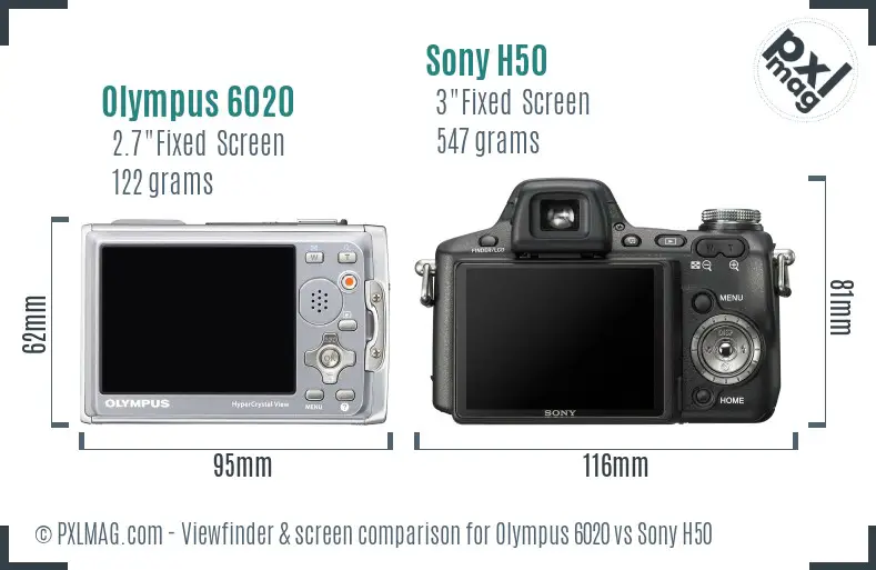 Olympus 6020 vs Sony H50 Screen and Viewfinder comparison