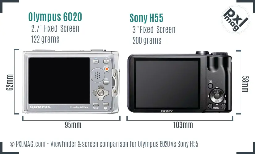 Olympus 6020 vs Sony H55 Screen and Viewfinder comparison