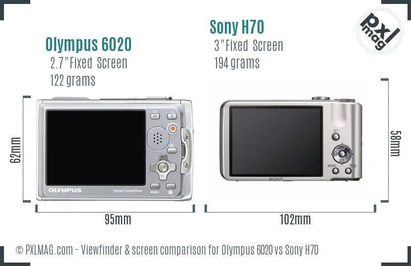 Olympus 6020 vs Sony H70 Screen and Viewfinder comparison