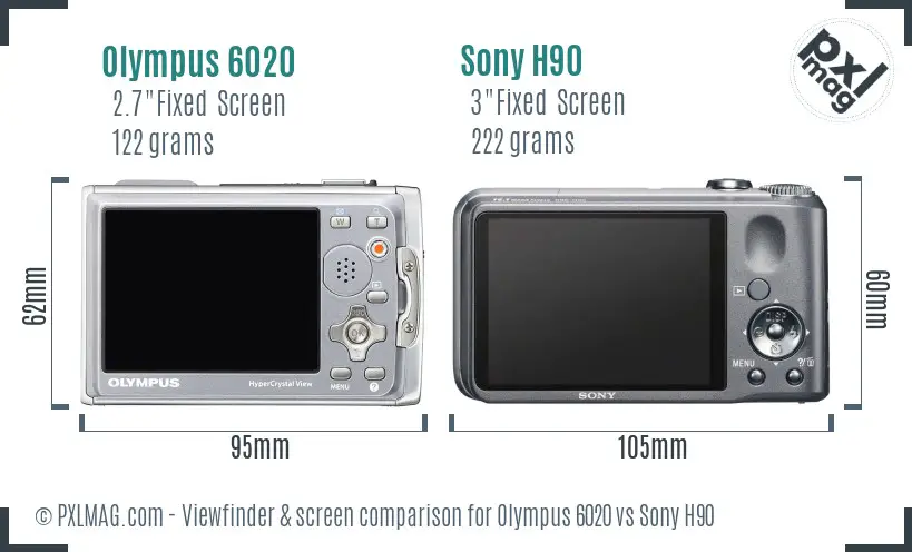 Olympus 6020 vs Sony H90 Screen and Viewfinder comparison