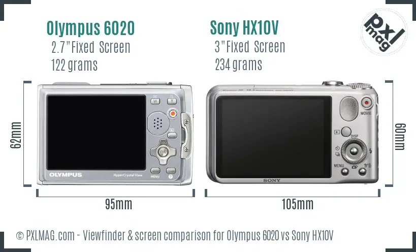 Olympus 6020 vs Sony HX10V Screen and Viewfinder comparison