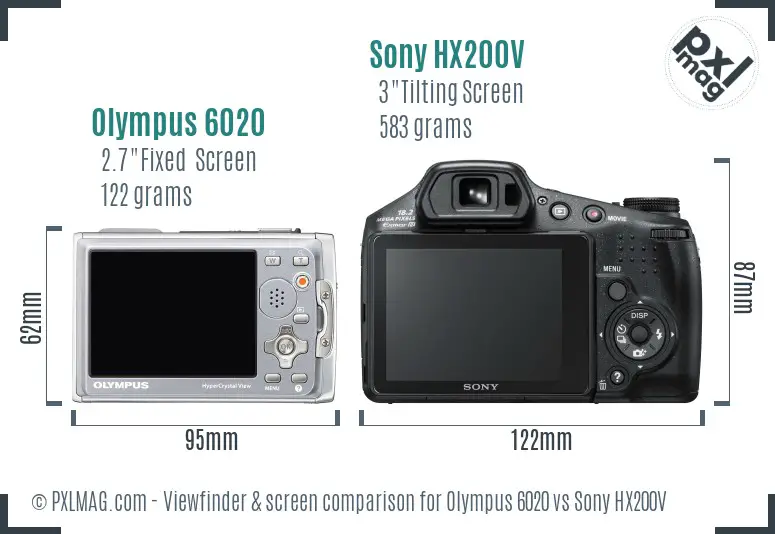Olympus 6020 vs Sony HX200V Screen and Viewfinder comparison