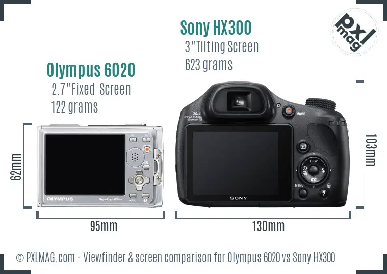 Olympus 6020 vs Sony HX300 Screen and Viewfinder comparison