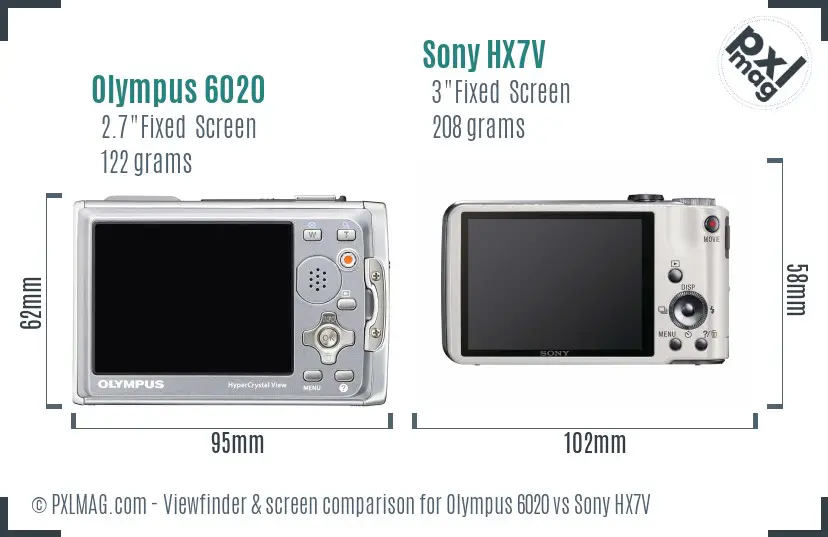 Olympus 6020 vs Sony HX7V Screen and Viewfinder comparison
