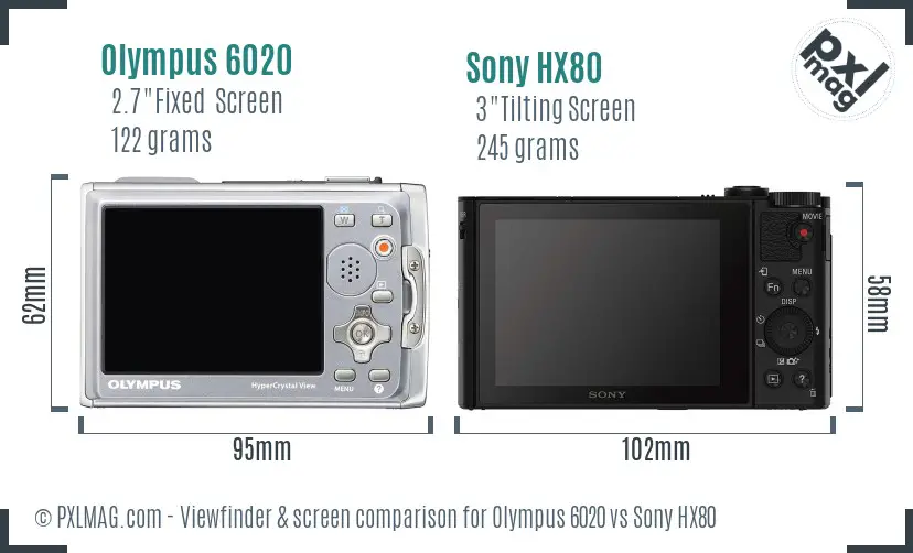 Olympus 6020 vs Sony HX80 Screen and Viewfinder comparison