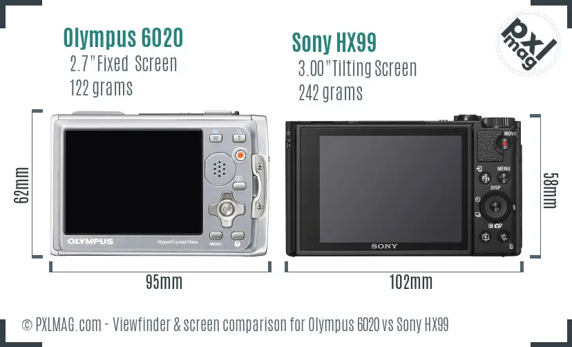 Olympus 6020 vs Sony HX99 Screen and Viewfinder comparison Olympus 6020 vs Sony HX99 Screen and Viewfinder comparison