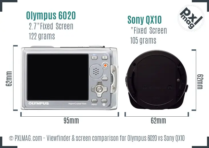 Olympus 6020 vs Sony QX10 Screen and Viewfinder comparison