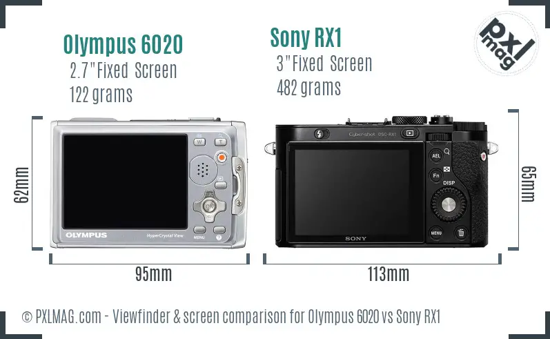 Olympus 6020 vs Sony RX1 Screen and Viewfinder comparison