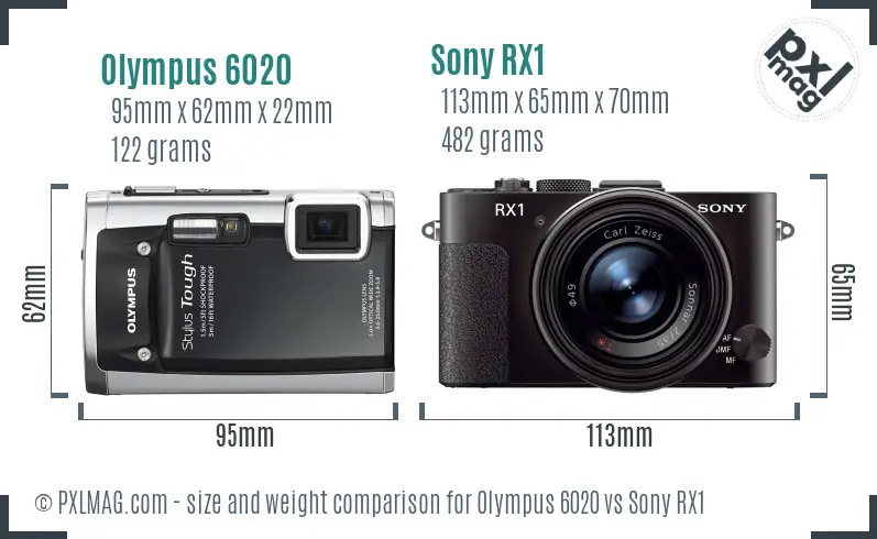 Olympus 6020 vs Sony RX1 size comparison