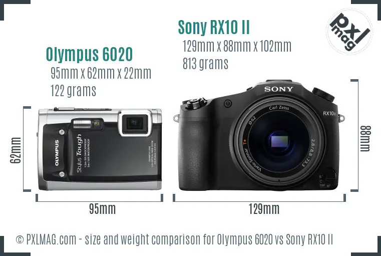 Olympus 6020 vs Sony RX10 II size comparison