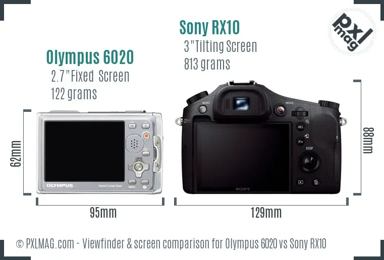 Olympus 6020 vs Sony RX10 Screen and Viewfinder comparison