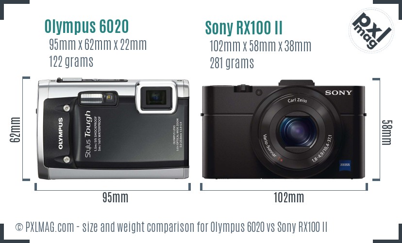 Olympus 6020 vs Sony RX100 II size comparison