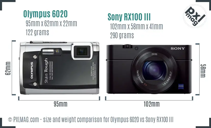 Olympus 6020 vs Sony RX100 III size comparison