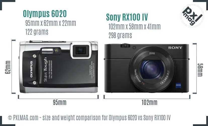 Olympus 6020 vs Sony RX100 IV size comparison