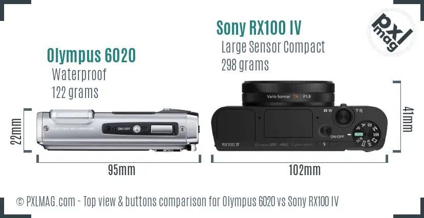 Olympus 6020 vs Sony RX100 IV top view buttons comparison