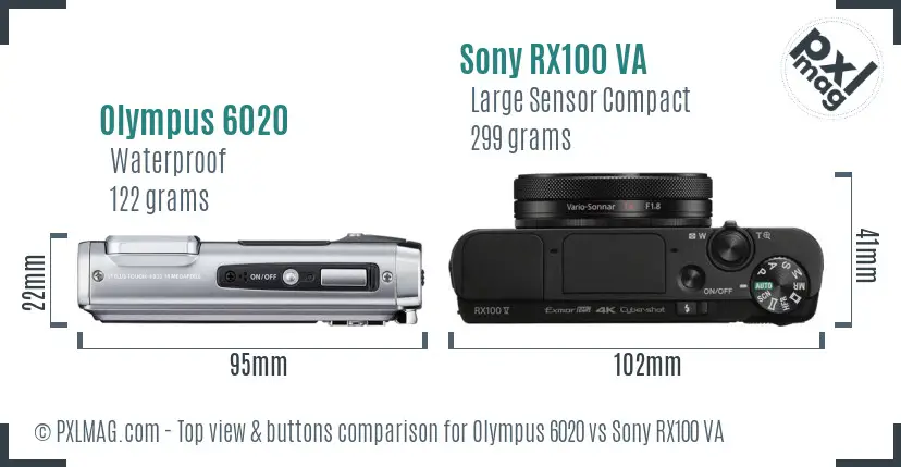 Olympus 6020 vs Sony RX100 VA top view buttons comparison