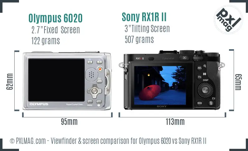 Olympus 6020 vs Sony RX1R II Screen and Viewfinder comparison