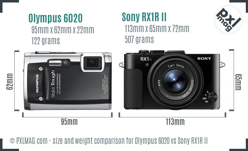 Olympus 6020 vs Sony RX1R II size comparison