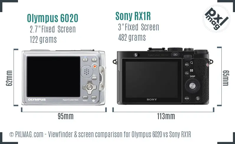 Olympus 6020 vs Sony RX1R Screen and Viewfinder comparison