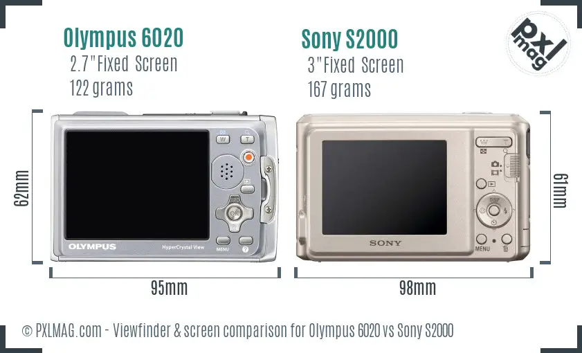 Olympus 6020 vs Sony S2000 Screen and Viewfinder comparison