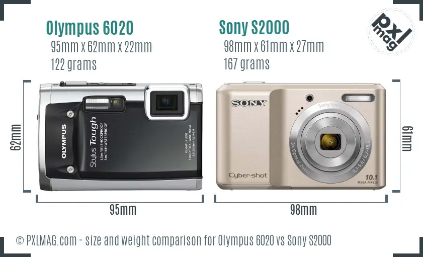 Olympus 6020 vs Sony S2000 size comparison