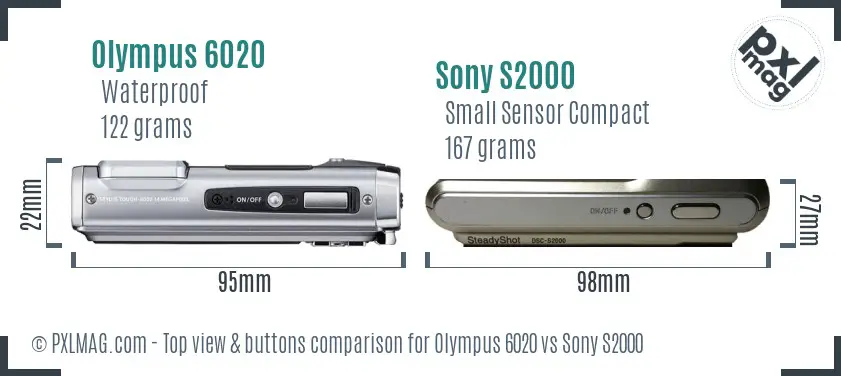 Olympus 6020 vs Sony S2000 top view buttons comparison