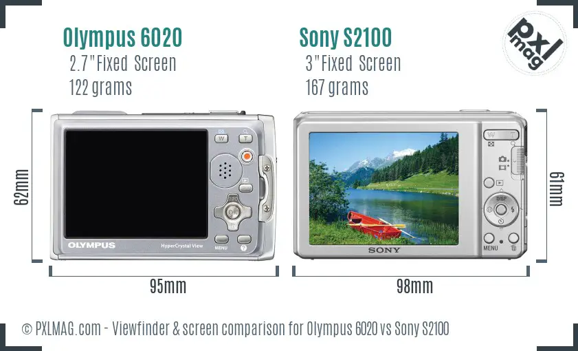 Olympus 6020 vs Sony S2100 Screen and Viewfinder comparison