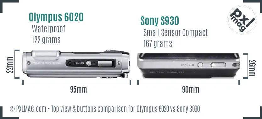 Olympus 6020 vs Sony S930 top view buttons comparison