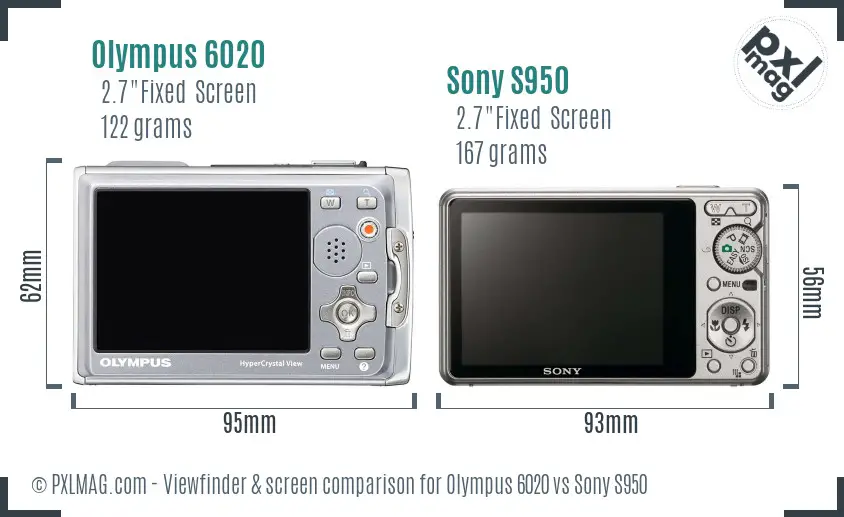 Olympus 6020 vs Sony S950 Screen and Viewfinder comparison
