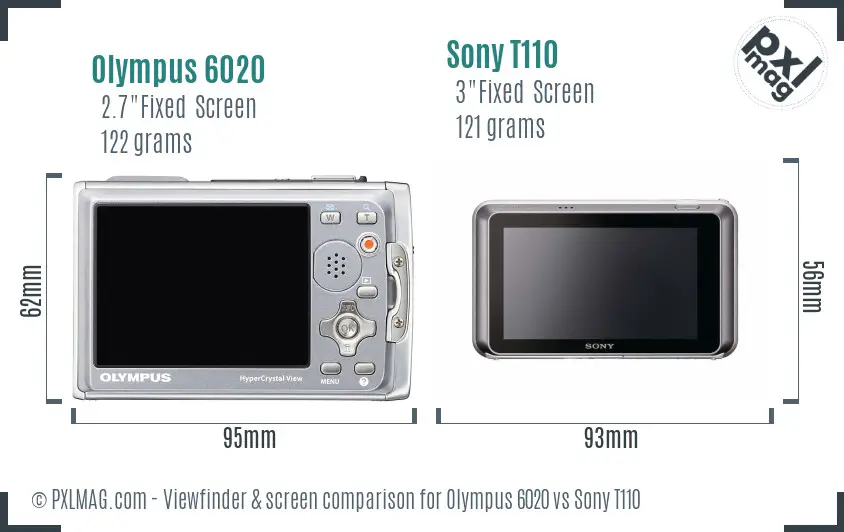 Olympus 6020 vs Sony T110 Screen and Viewfinder comparison