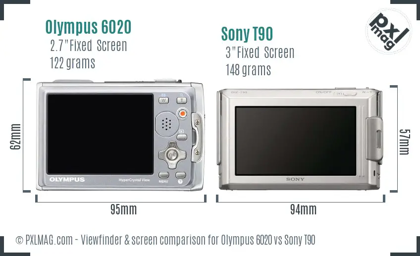 Olympus 6020 vs Sony T90 Screen and Viewfinder comparison