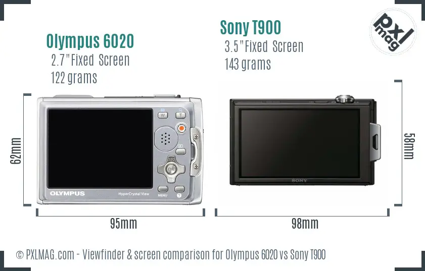 Olympus 6020 vs Sony T900 Screen and Viewfinder comparison