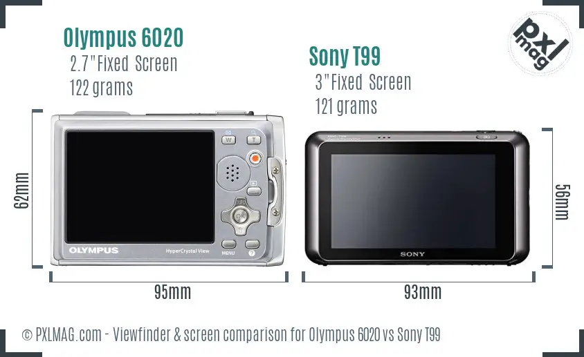 Olympus 6020 vs Sony T99 Screen and Viewfinder comparison