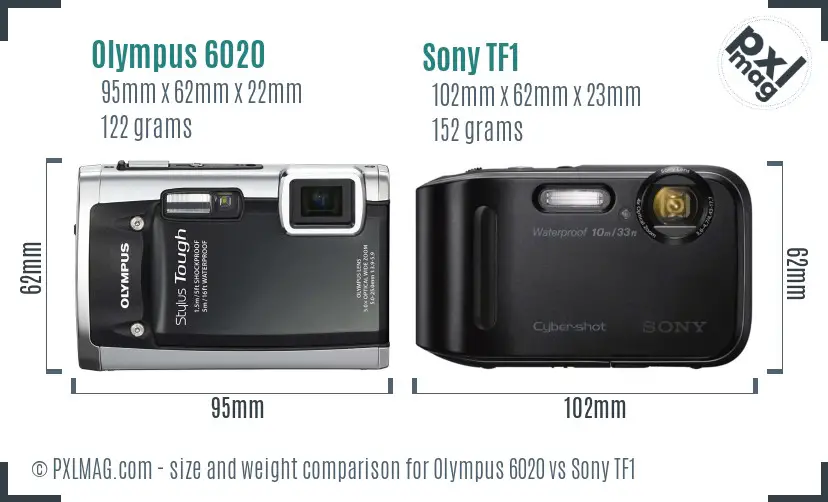 Olympus 6020 vs Sony TF1 size comparison