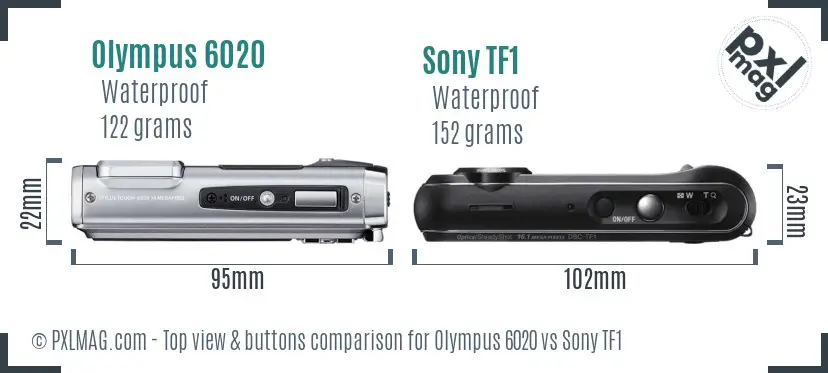 Olympus 6020 vs Sony TF1 top view buttons comparison