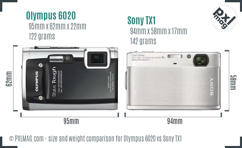 Olympus 6020 vs Sony TX1 size comparison