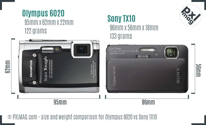 Olympus 6020 vs Sony TX10 size comparison