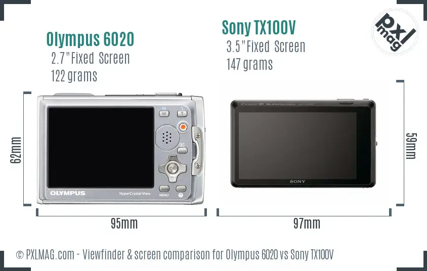 Olympus 6020 vs Sony TX100V Screen and Viewfinder comparison