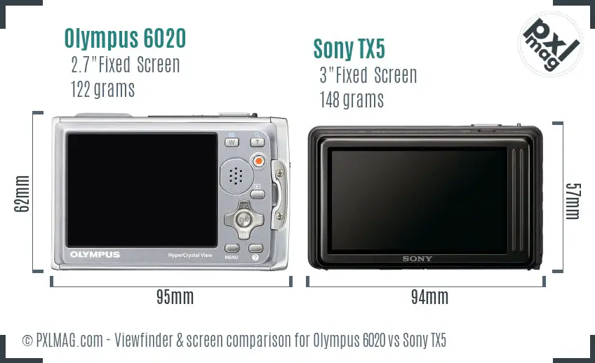 Olympus 6020 vs Sony TX5 Screen and Viewfinder comparison