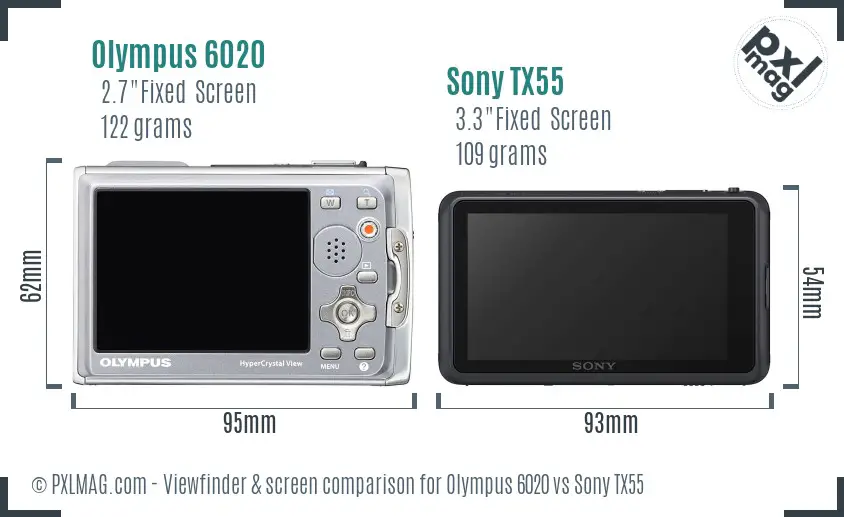 Olympus 6020 vs Sony TX55 Screen and Viewfinder comparison