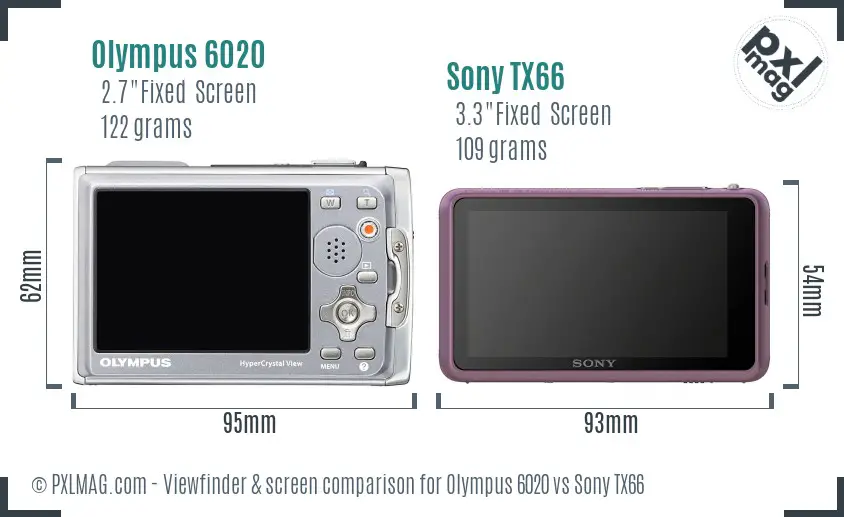 Olympus 6020 vs Sony TX66 Screen and Viewfinder comparison Olympus 6020 vs Sony TX66 Screen and Viewfinder comparison