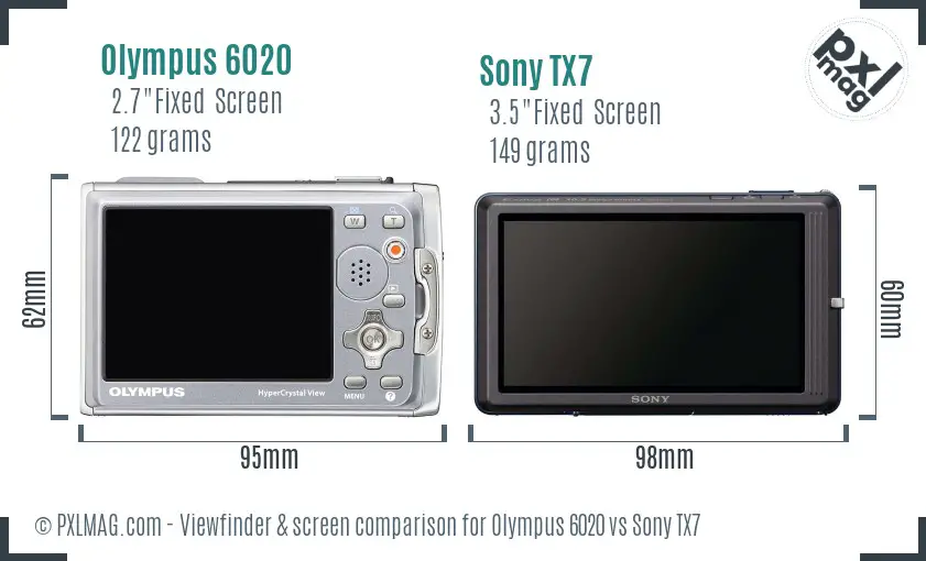 Olympus 6020 vs Sony TX7 Screen and Viewfinder comparison