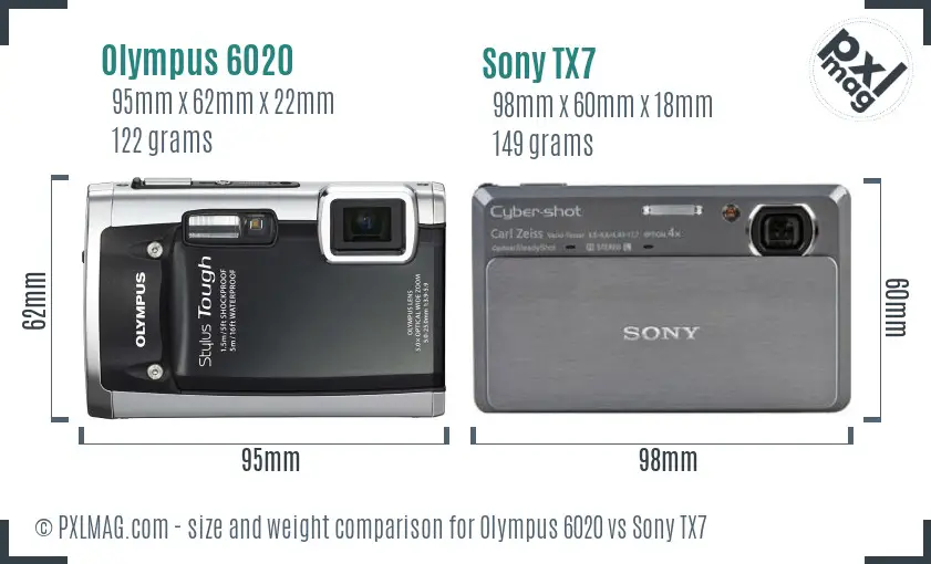 Olympus 6020 vs Sony TX7 size comparison
