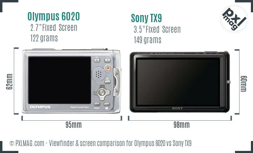 Olympus 6020 vs Sony TX9 Screen and Viewfinder comparison