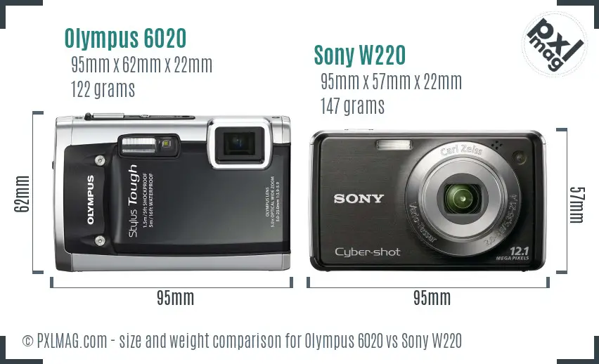 Olympus 6020 vs Sony W220 size comparison