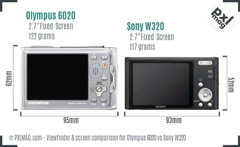 Olympus 6020 vs Sony W320 Screen and Viewfinder comparison