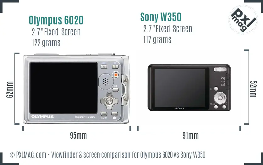 Olympus 6020 vs Sony W350 Screen and Viewfinder comparison Olympus 6020 vs Sony W350 Screen and Viewfinder comparison