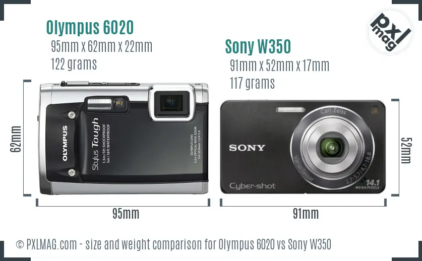 Olympus 6020 vs Sony W350 size comparison Olympus 6020 vs Sony W350 size comparison
