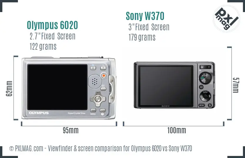 Olympus 6020 vs Sony W370 Screen and Viewfinder comparison